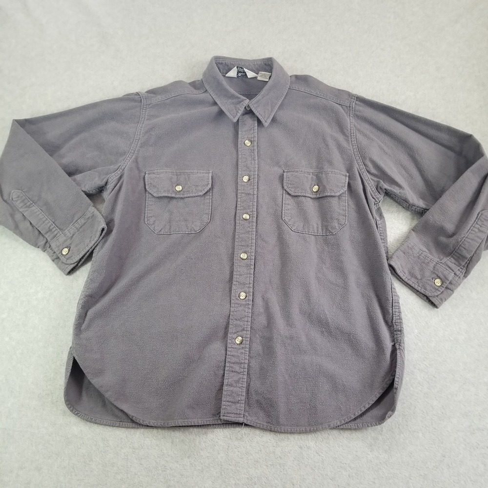 VTG Woolrich Shirt Mens Extra Large Grey Chamois Flannel Outdoor Made in USA 90s